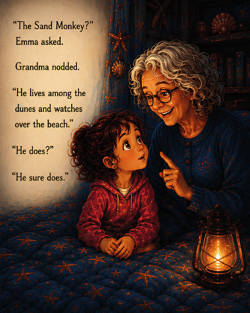 Interior watercolor spread from The Sand Monkey's Secret. Page 4 of 6.